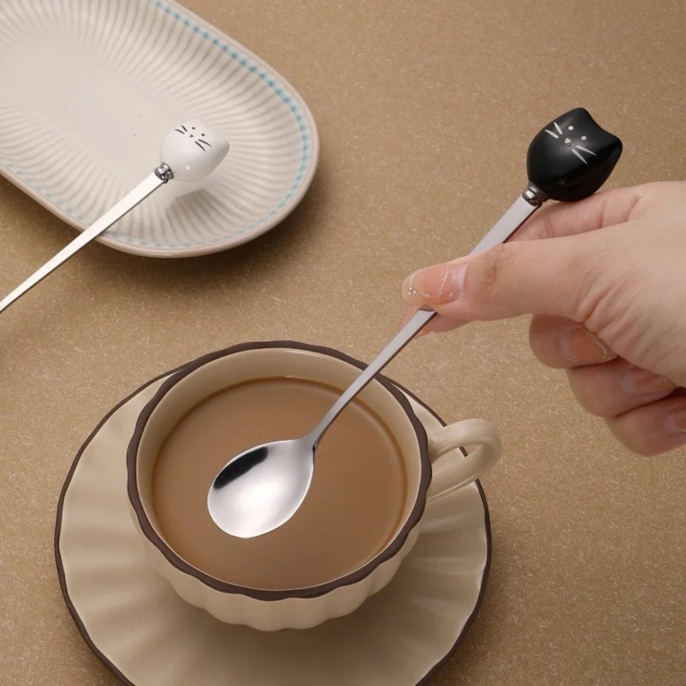 3/$40 NWT 2pcs Set Ceramic Handle 🐱 Tea Spoon - Picture 3 of 3
